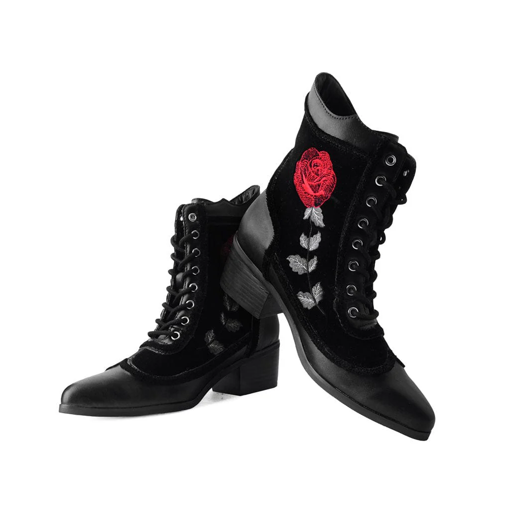 Anarchic Pointed Cuban Heel Boot Black Velvet - Image 3
