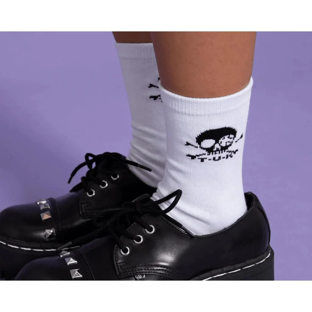 Crew Sock White T.U.K. Skull Women's - Image 5