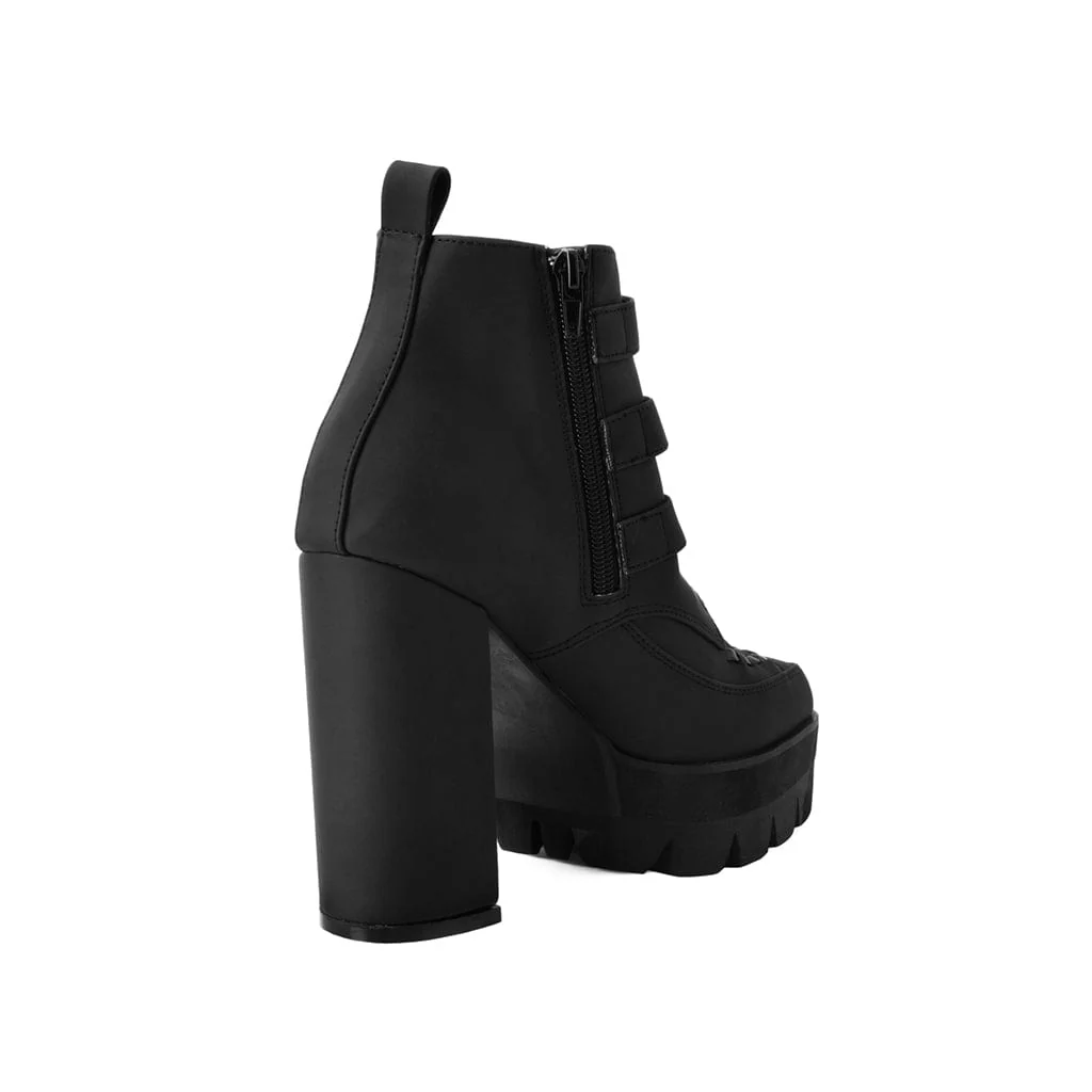 Rockstar Pointed Platform 3-Buckle Boot Black - Image 4