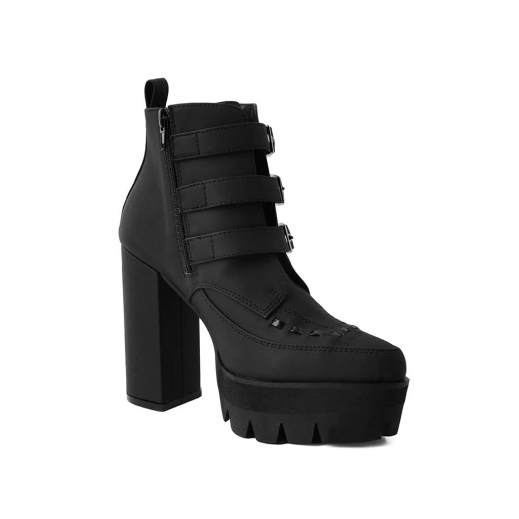 Rockstar Pointed Platform 3-Buckle Boot Black - Image 5