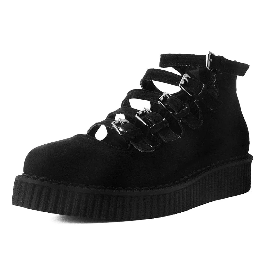 Ballet Creeper Multi-Strap Black Vegan Suede - Image 4