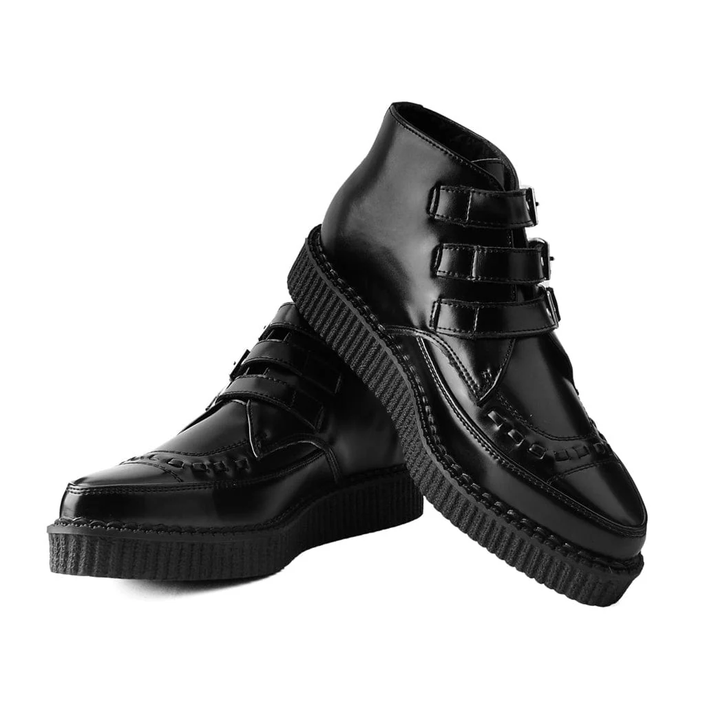 Pointed Creeper 3 Buckle Boot Black Leather - Image 3