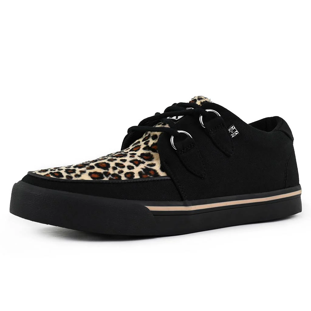 Creeper Sneaker Black Canvas & Leopard Print - Image 3