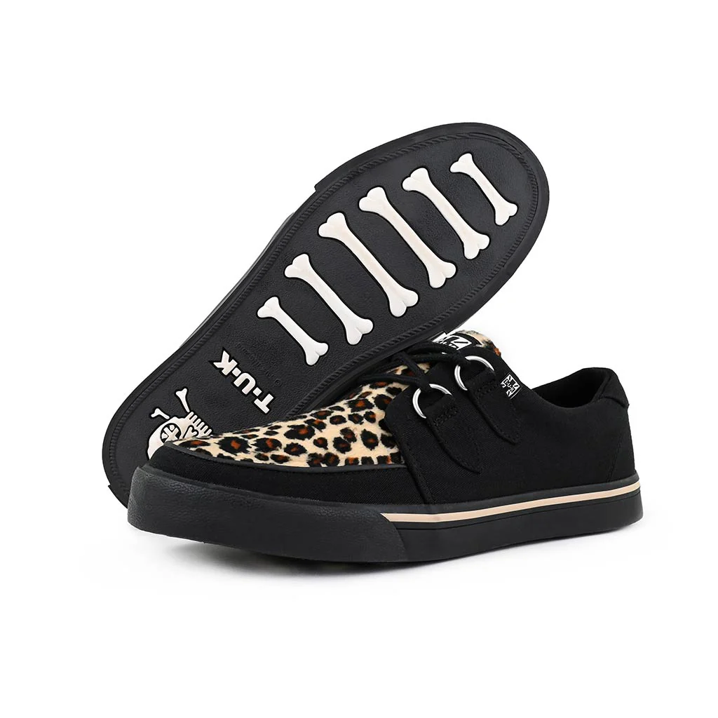Creeper Sneaker Black Canvas & Leopard Print - Image 4