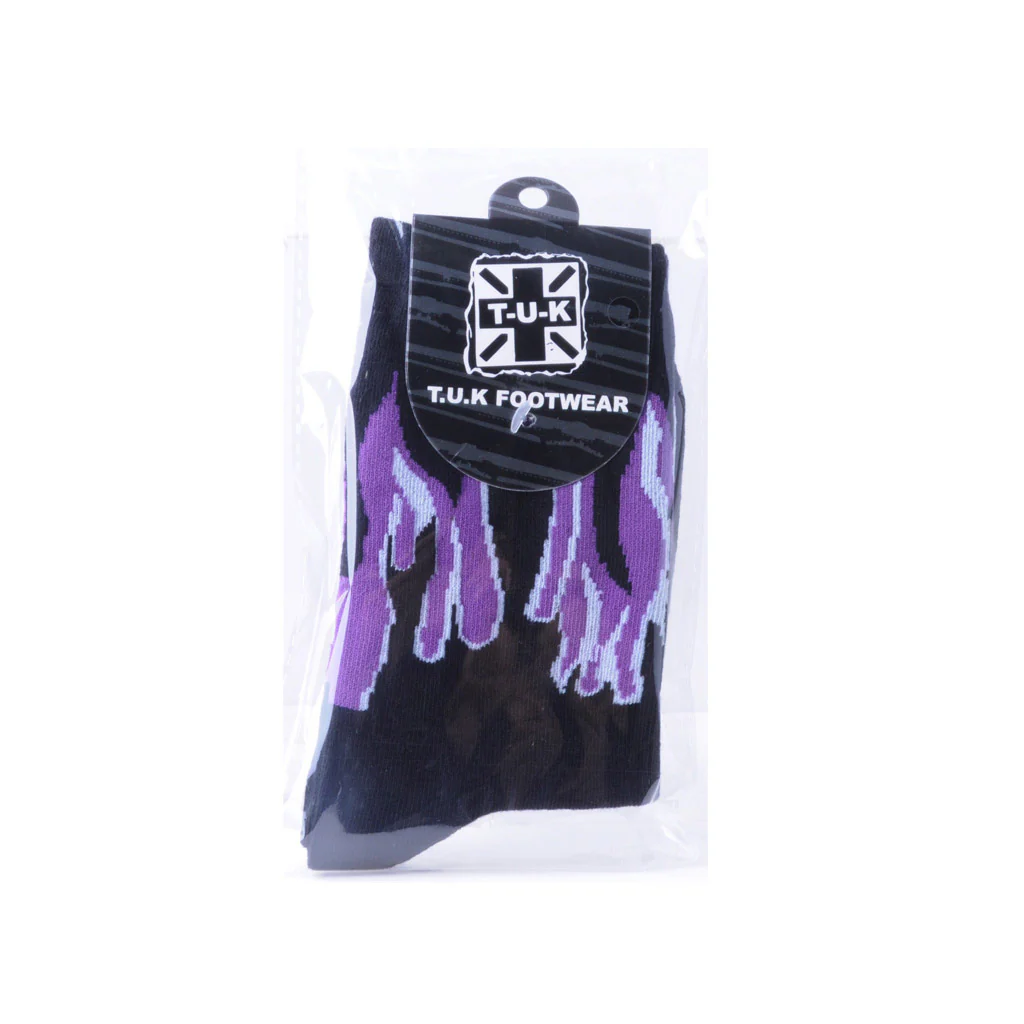 Crew Socks Black & Purple Flame Men's - Image 4