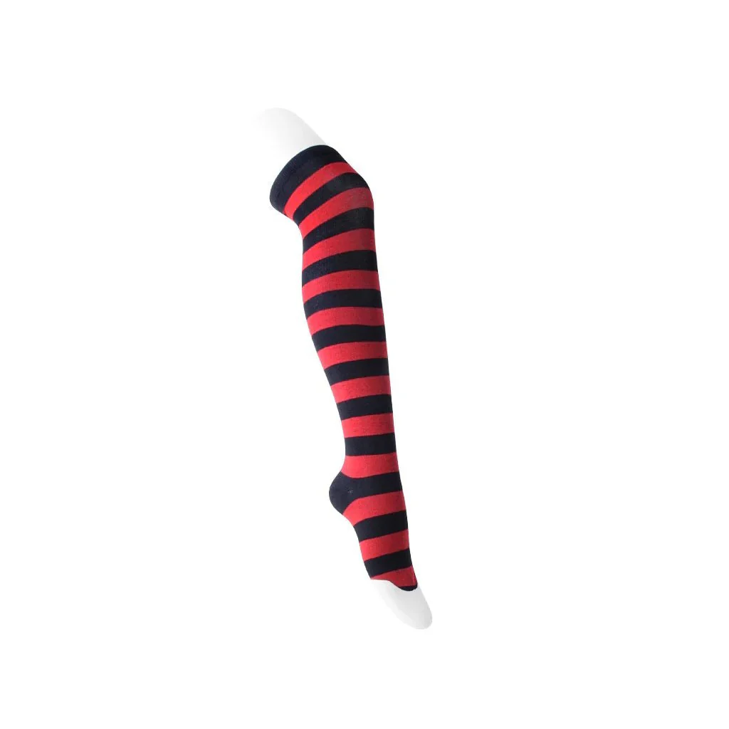 Thigh High Red & Black Striped Sock Women's - Image 3