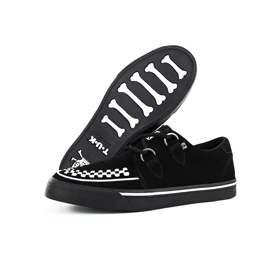Creeper Sneaker Black Suede & White Interlace - Image 5