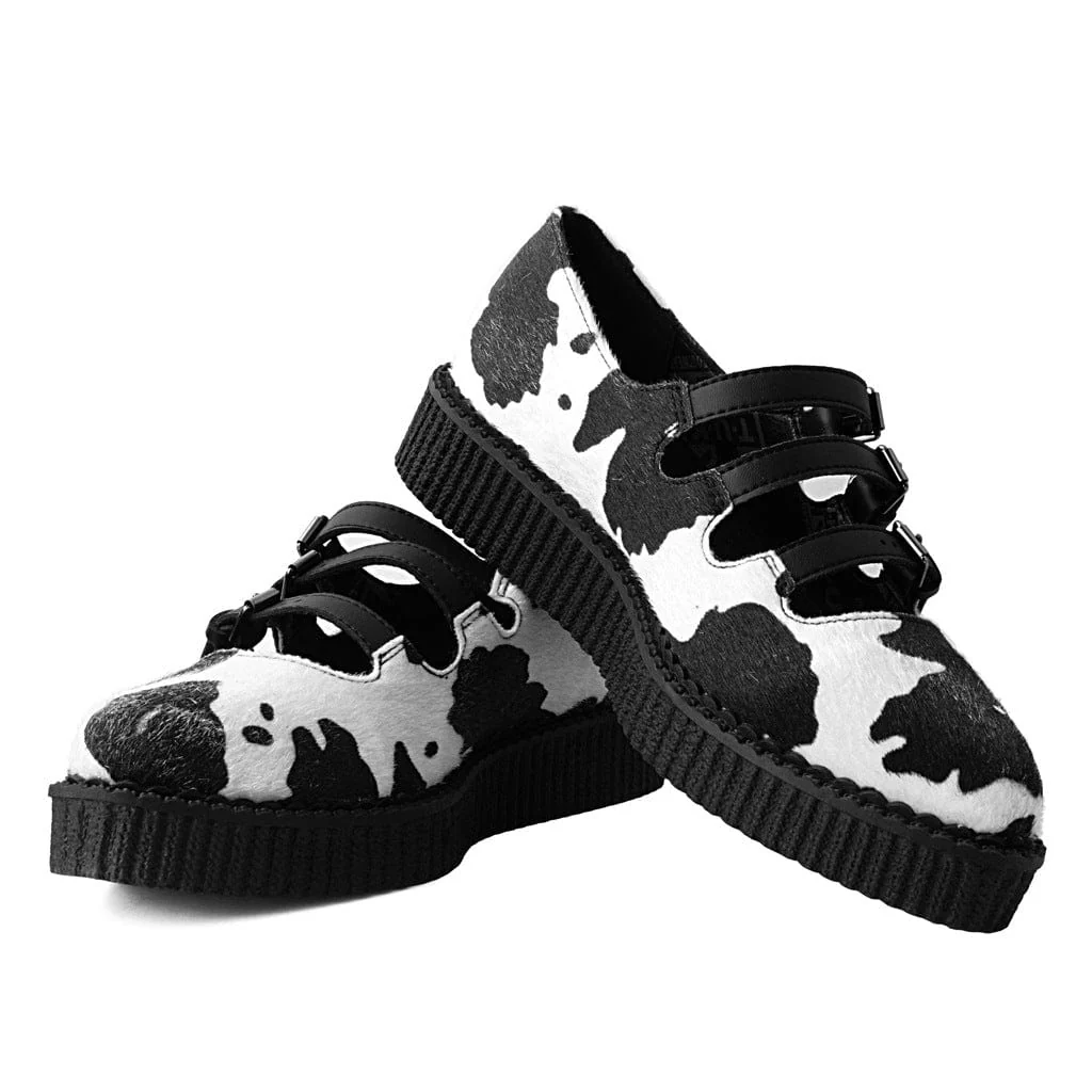 Ballet Creeper 3-Strap Black & White Cow Print - Image 3