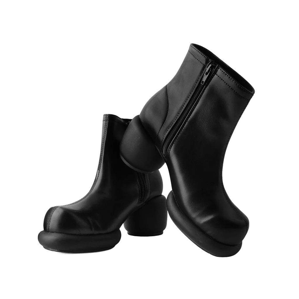 Bubble Heel Boot Black Vegan Leather - Image 3