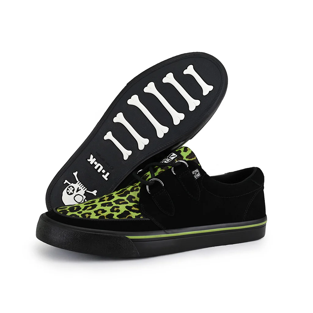 Creeper Sneaker Neon Green Hair & Black Suede - Image 3