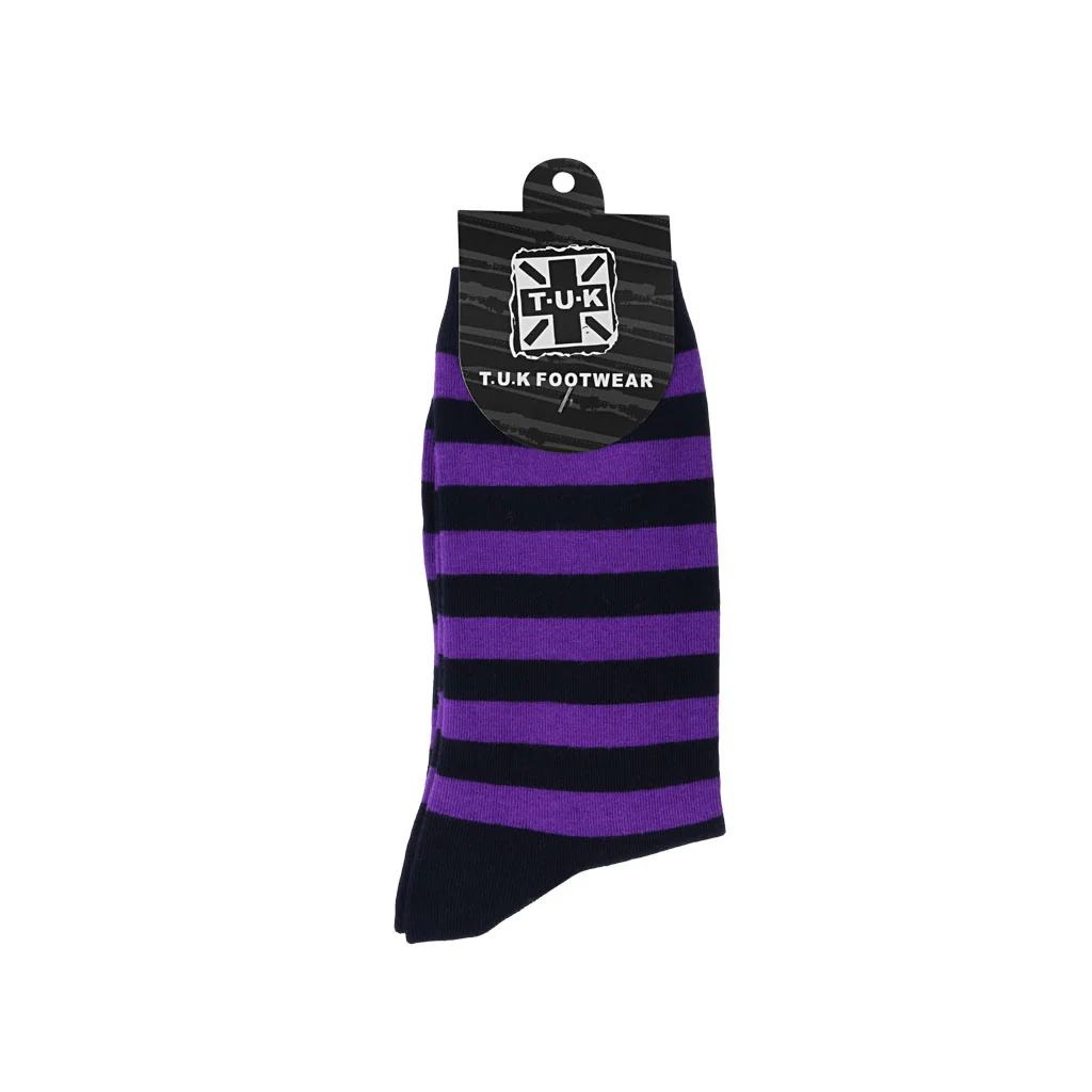 Crew Sock Black & Purple Stripe Men's - Image 3