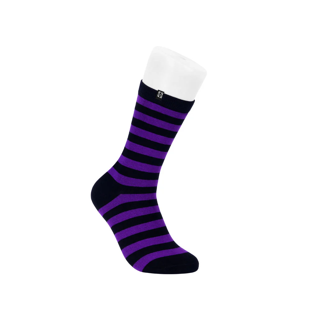 Crew Sock Black & Purple Stripe Women's - Image 2