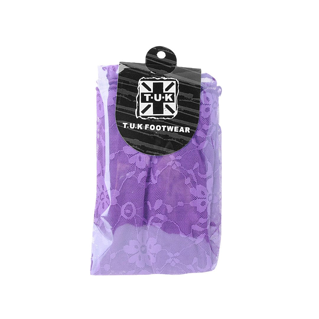 Crew Sock Purple Floral Mesh Women's - Image 3