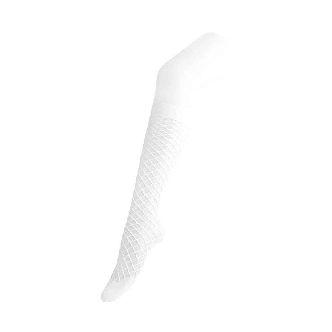 Knee-High White Fishnet Socks Women's