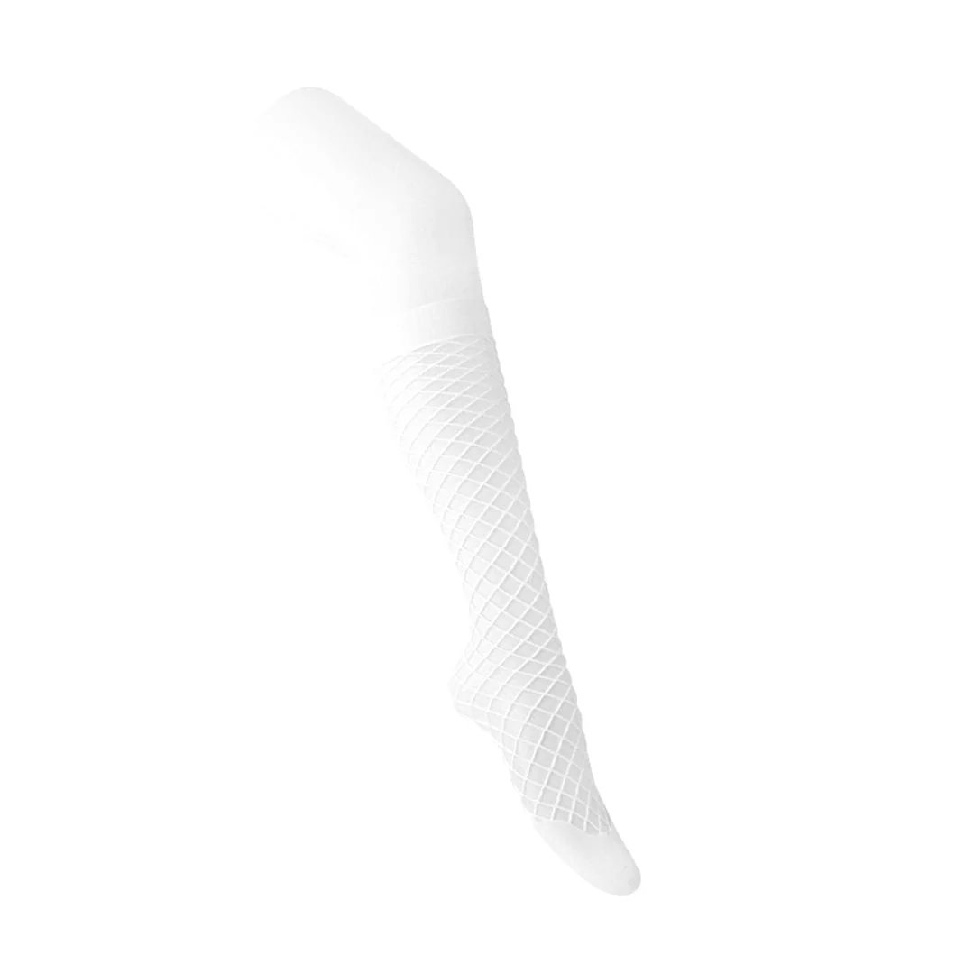 Knee-High White Fishnet Socks Women's - Image 2