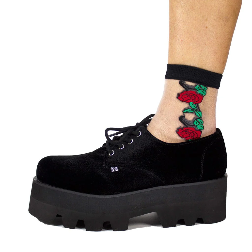 Crew Sock Red Rose Mesh Women's - Image 5