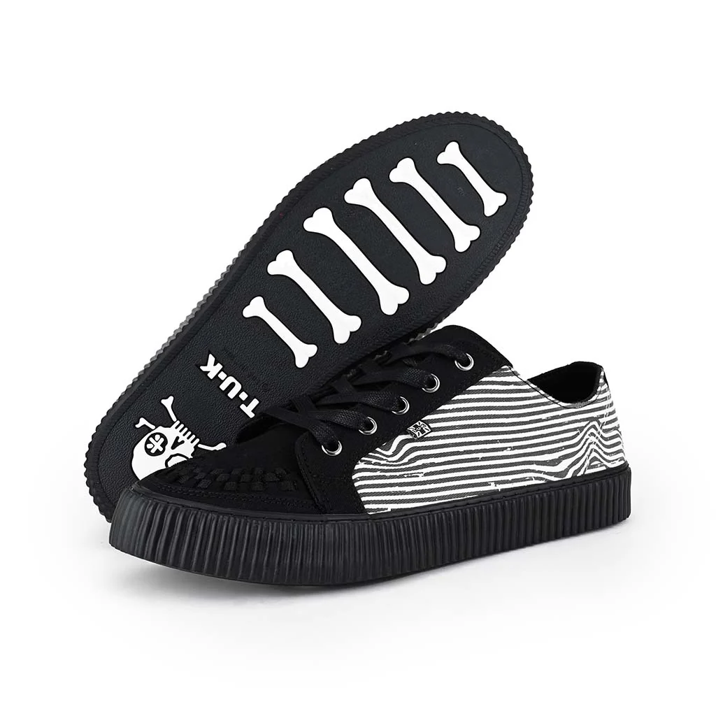 Ribbed Sole Sneaker Black & White Canvas - Image 3