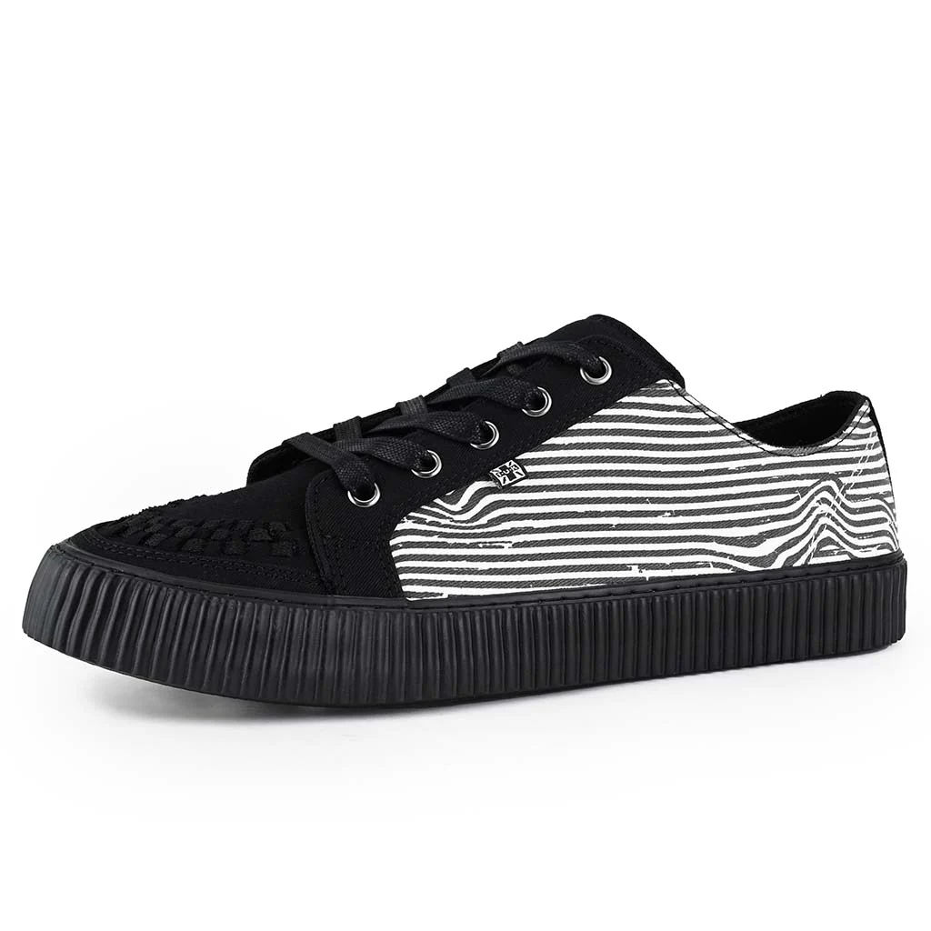 Ribbed Sole Sneaker Black & White Canvas - Image 4
