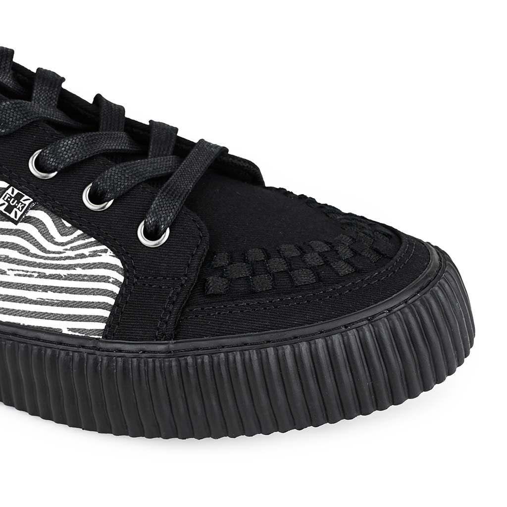 Ribbed Sole Sneaker Black & White Canvas - Image 5