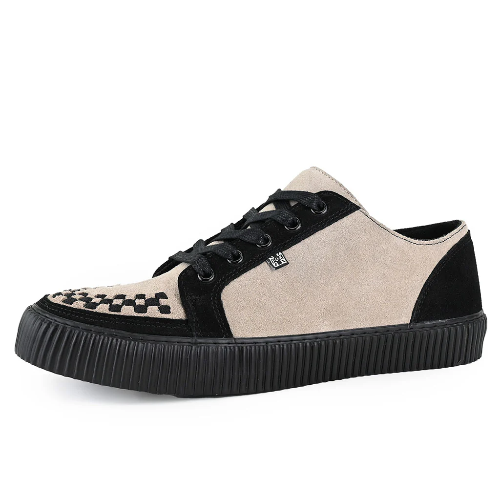 Ribbed Sole Sneaker Taupe & Black Suede - Image 4