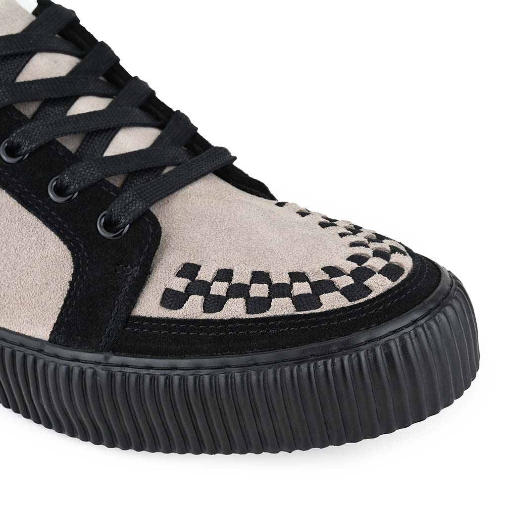 Ribbed Sole Sneaker Taupe & Black Suede - Image 5