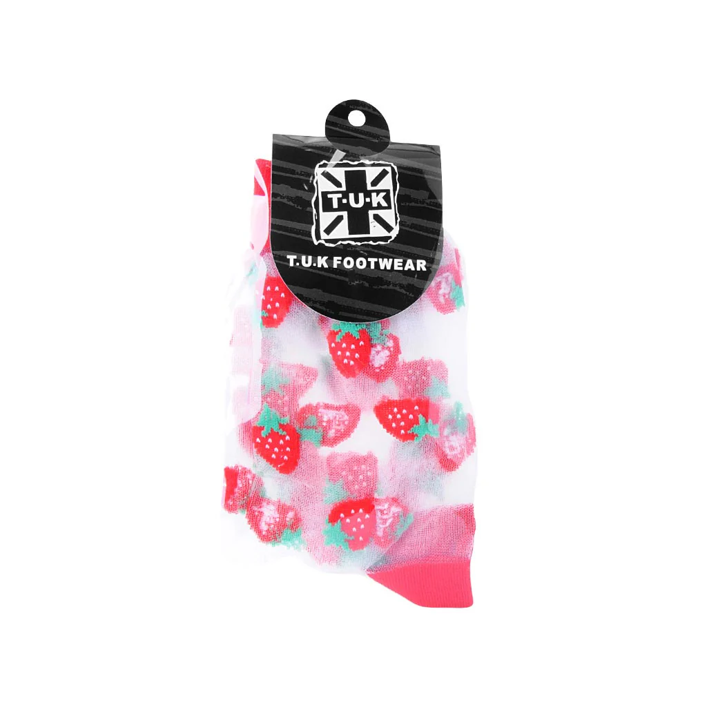 Crew Sock Red Strawberry Mesh Women's - Image 3