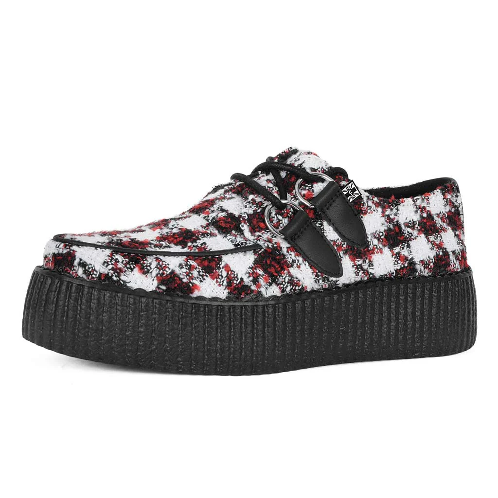 White Black and Red Checkered Tweed Viva High Creepers - Image 4